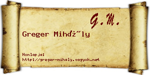 Greger Mihály névjegykártya